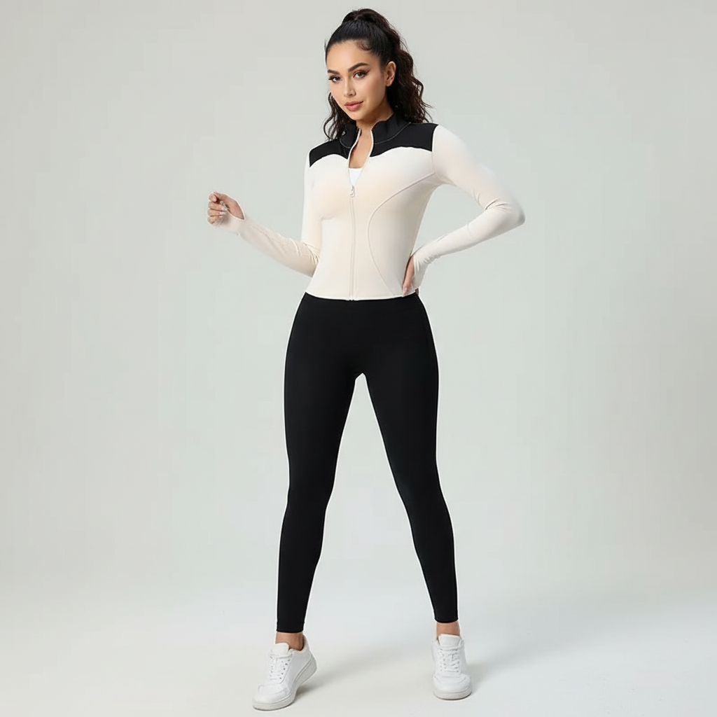 Getailleerde dames sport top met lange mouwen – Elev