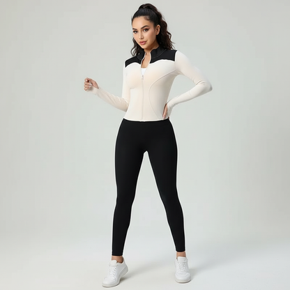 Getailleerde dames sport top met lange mouwen – Elev
