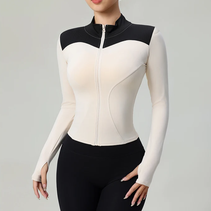Getailleerde dames sport top met lange mouwen – Elev