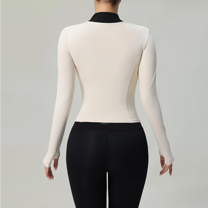 Getailleerde dames sport top met lange mouwen – Elev