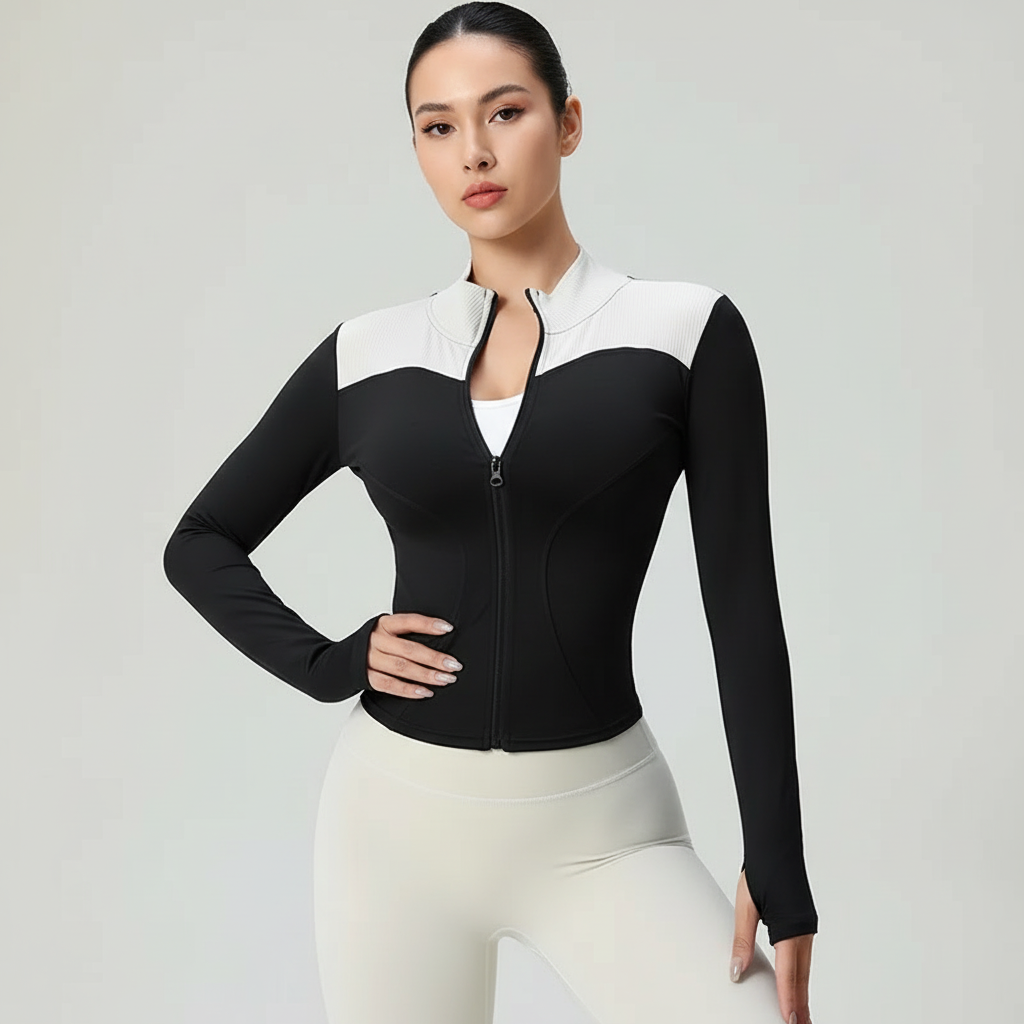 Getailleerde dames sport top met lange mouwen – Elev