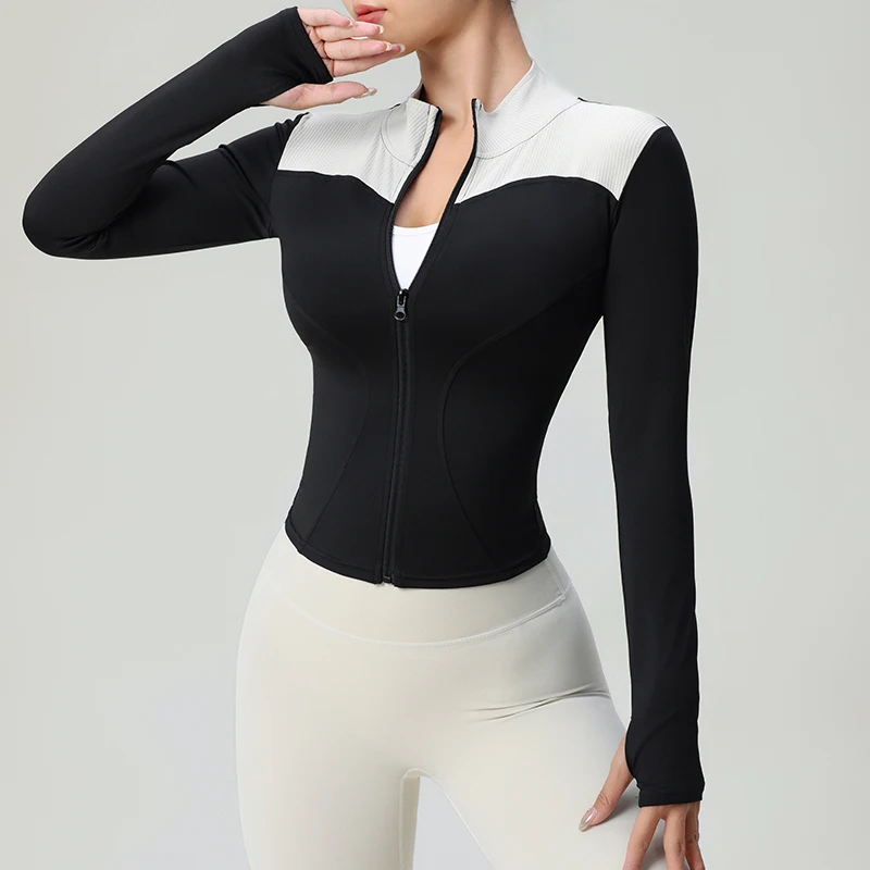 Getailleerde dames sport top met lange mouwen – Elev