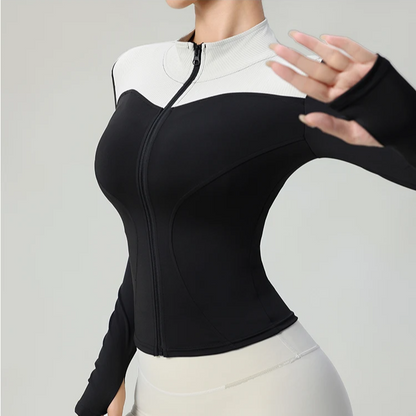 Getailleerde dames sport top met lange mouwen – Elev