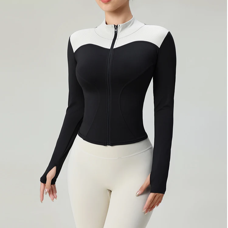Getailleerde dames sport top met lange mouwen – Elev