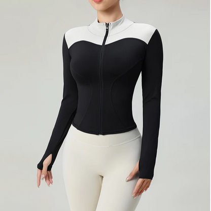 Getailleerde dames sport top met lange mouwen – Elev