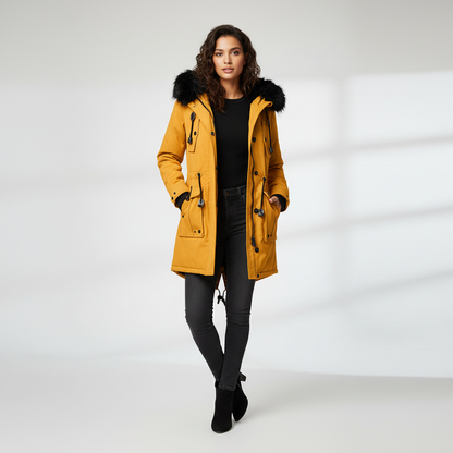 Gevoerde parka met faux fur capuchon – winterjas dames