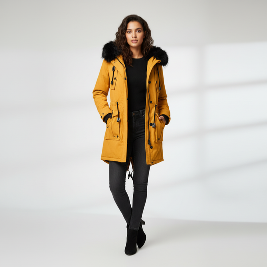 Gevoerde parka met faux fur capuchon – winterjas dames
