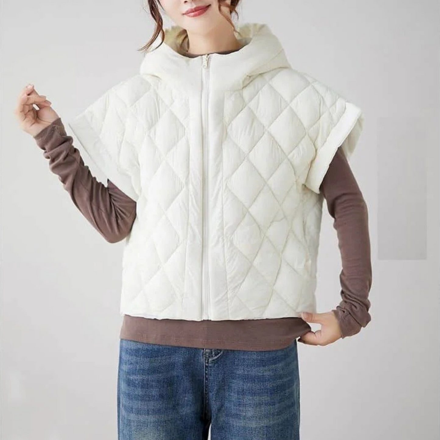 Gewatteerde dames bodywarmer met capmouw – Oslo