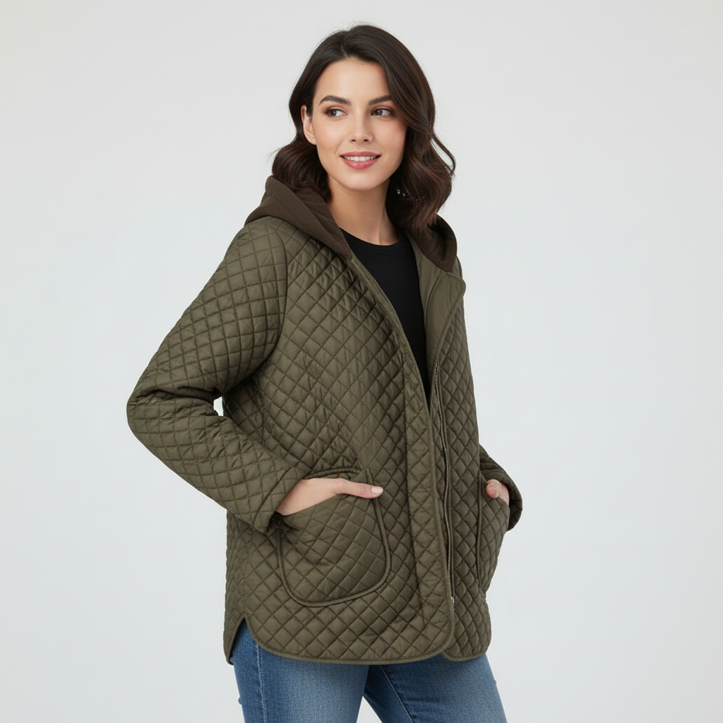 Gewatteerde dames jas met capuchon – Juliette