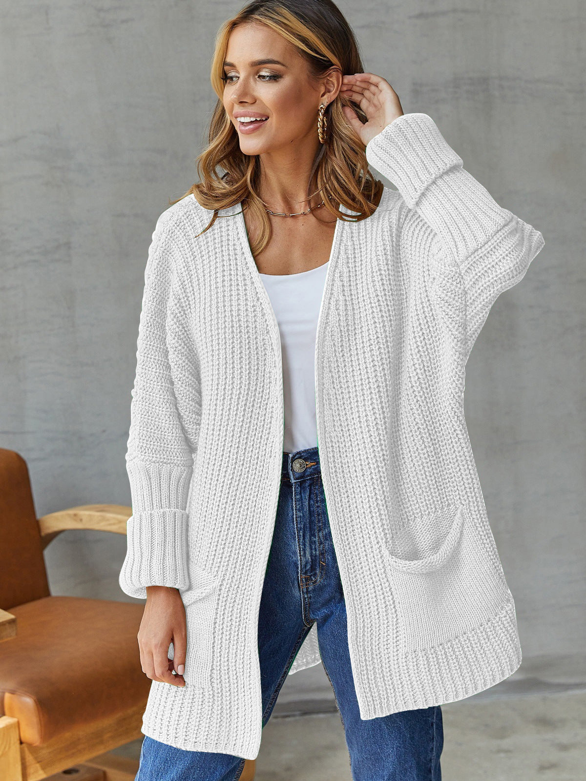 Gezellige Overmaatse Gebreide Cardigan voor Comfortabele Styling