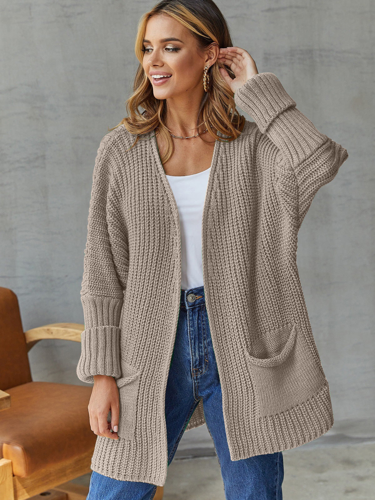 Gezellige Overmaatse Gebreide Cardigan voor Comfortabele Styling
