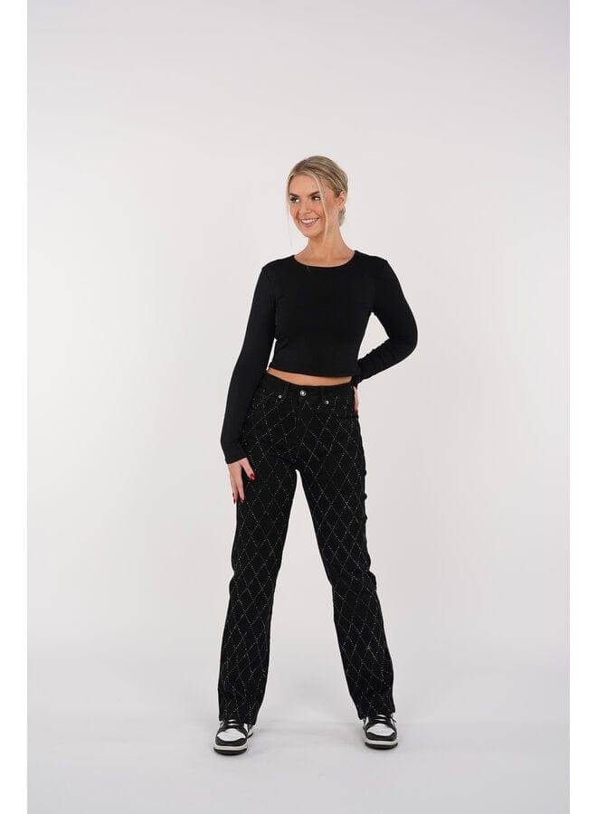 Glamoureuze Denim Jeans met Diamantdetails voor Vrouwen