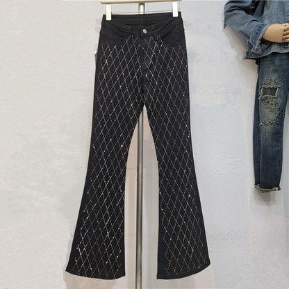 Glamoureuze Denim Jeans met Diamantdetails voor Vrouwen
