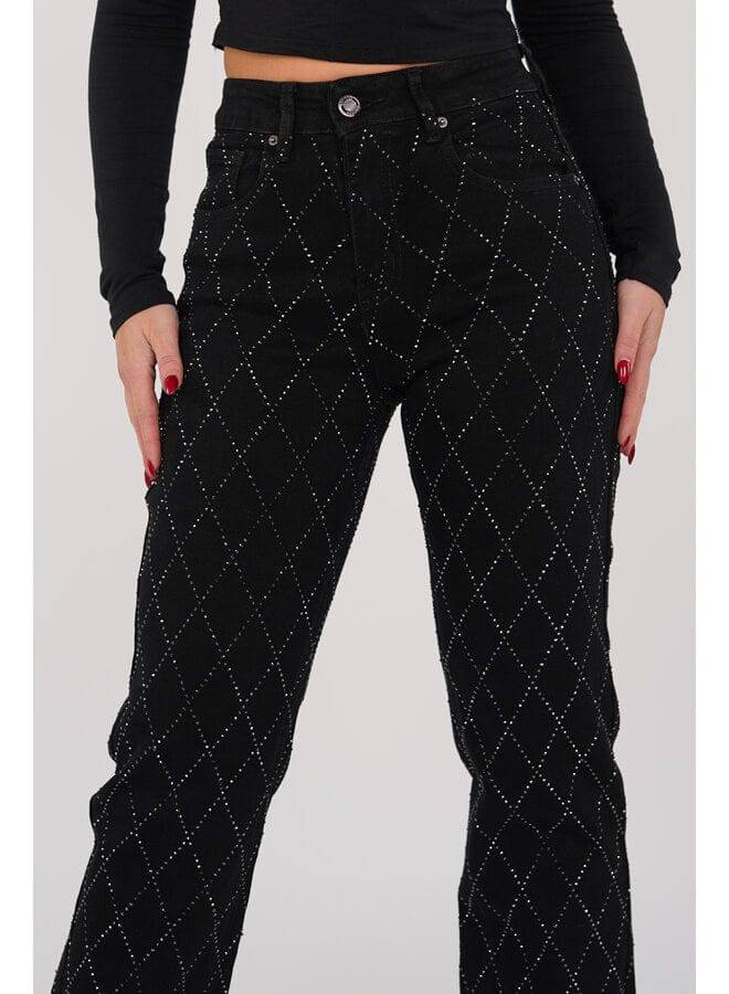 Glamoureuze Denim Jeans met Diamantdetails voor Vrouwen