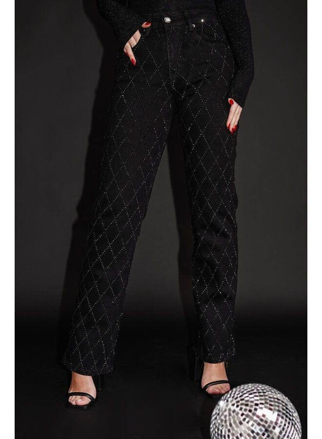 Glamoureuze Denim Jeans met Diamantdetails voor Vrouwen