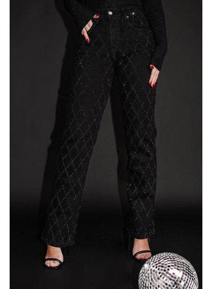 Glamoureuze Denim Jeans met Diamantdetails voor Vrouwen