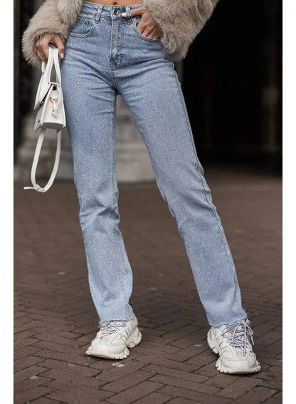 Glamoureuze Denim Jeans met Diamantdetails voor Vrouwen