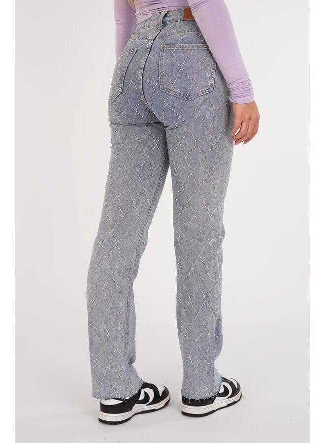 Glamoureuze Denim Jeans met Diamantdetails voor Vrouwen