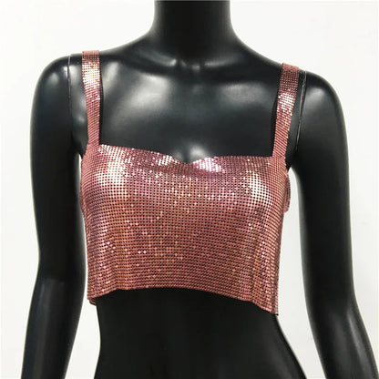 Glinster Cropped Top voor Vrouwen met Smalle Schouderbanden