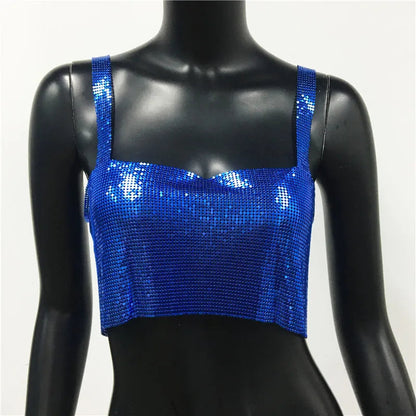 Glinster Cropped Top voor Vrouwen met Smalle Schouderbanden