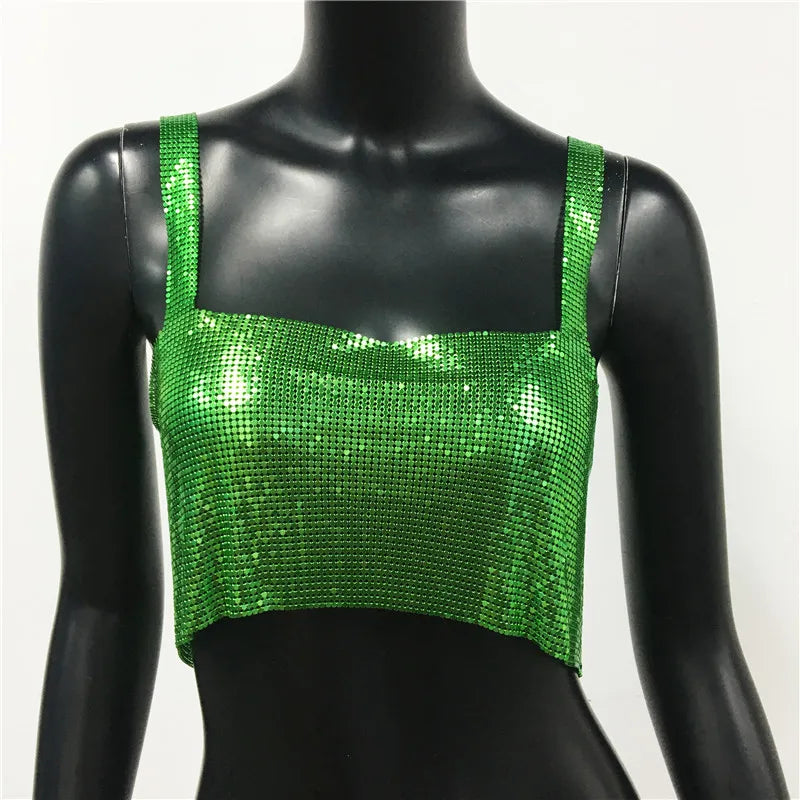 Glinster Cropped Top voor Vrouwen met Smalle Schouderbanden