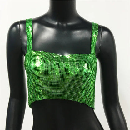 Glinster Cropped Top voor Vrouwen met Smalle Schouderbanden