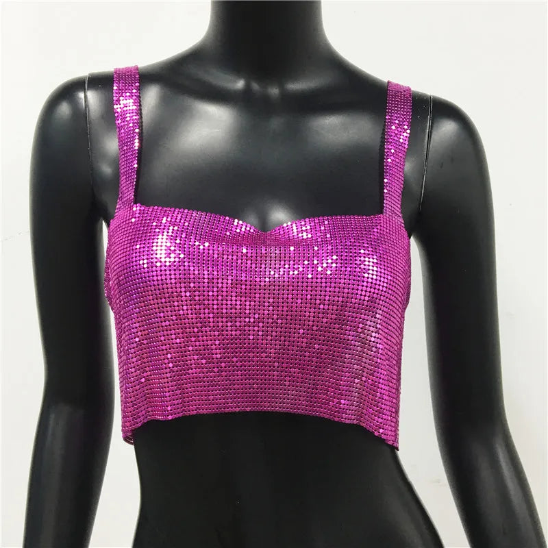 Glinster Cropped Top voor Vrouwen met Smalle Schouderbanden