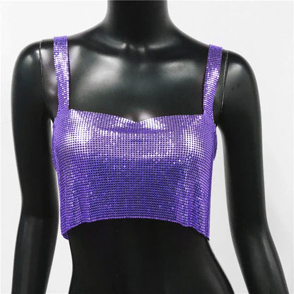 Glinster Cropped Top voor Vrouwen met Smalle Schouderbanden