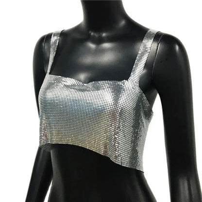 Glinster Cropped Top voor Vrouwen met Smalle Schouderbanden