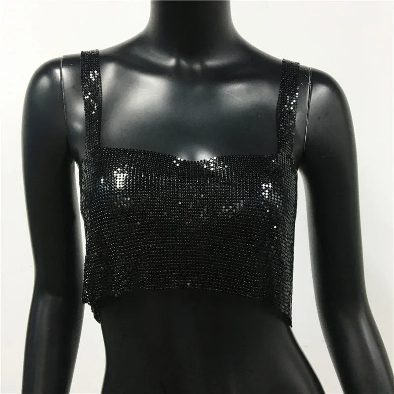 Glinster Cropped Top voor Vrouwen met Smalle Schouderbanden