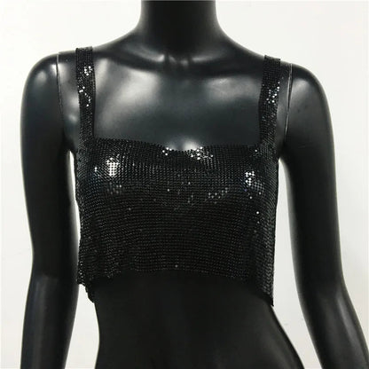Glinster Cropped Top voor Vrouwen met Smalle Schouderbanden