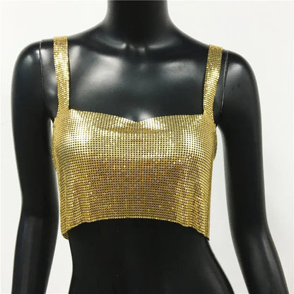 Glinster Cropped Top voor Vrouwen met Smalle Schouderbanden