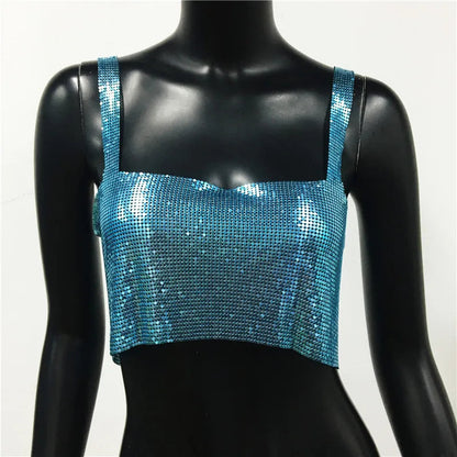 Glinster Cropped Top voor Vrouwen met Smalle Schouderbanden