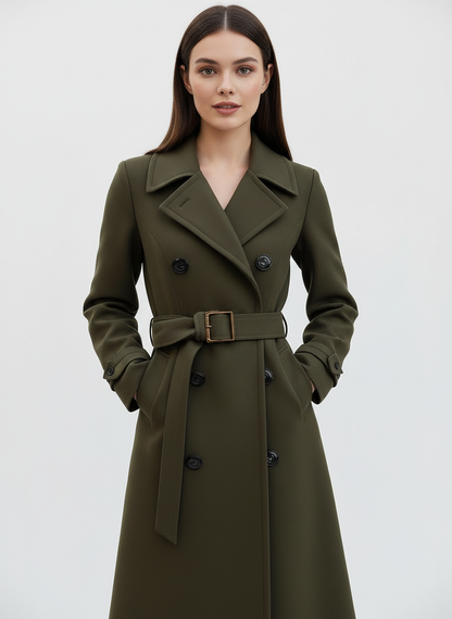 Groene lange damesjas