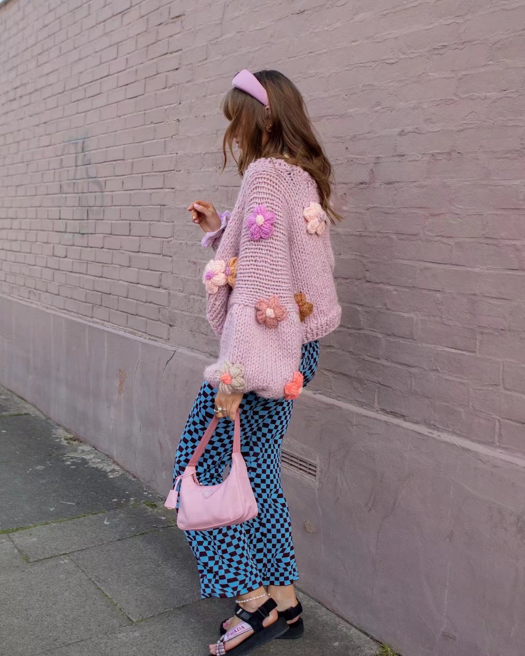 Handgebreide Bloemen Cardigan met Ballonmouwen en Zachte Knit