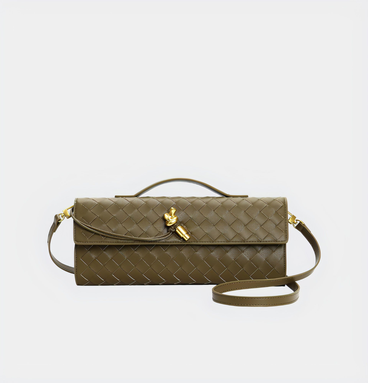 Handgeweven Leren Schoudertas voor Stijlvolle Crossbody Draagwijze