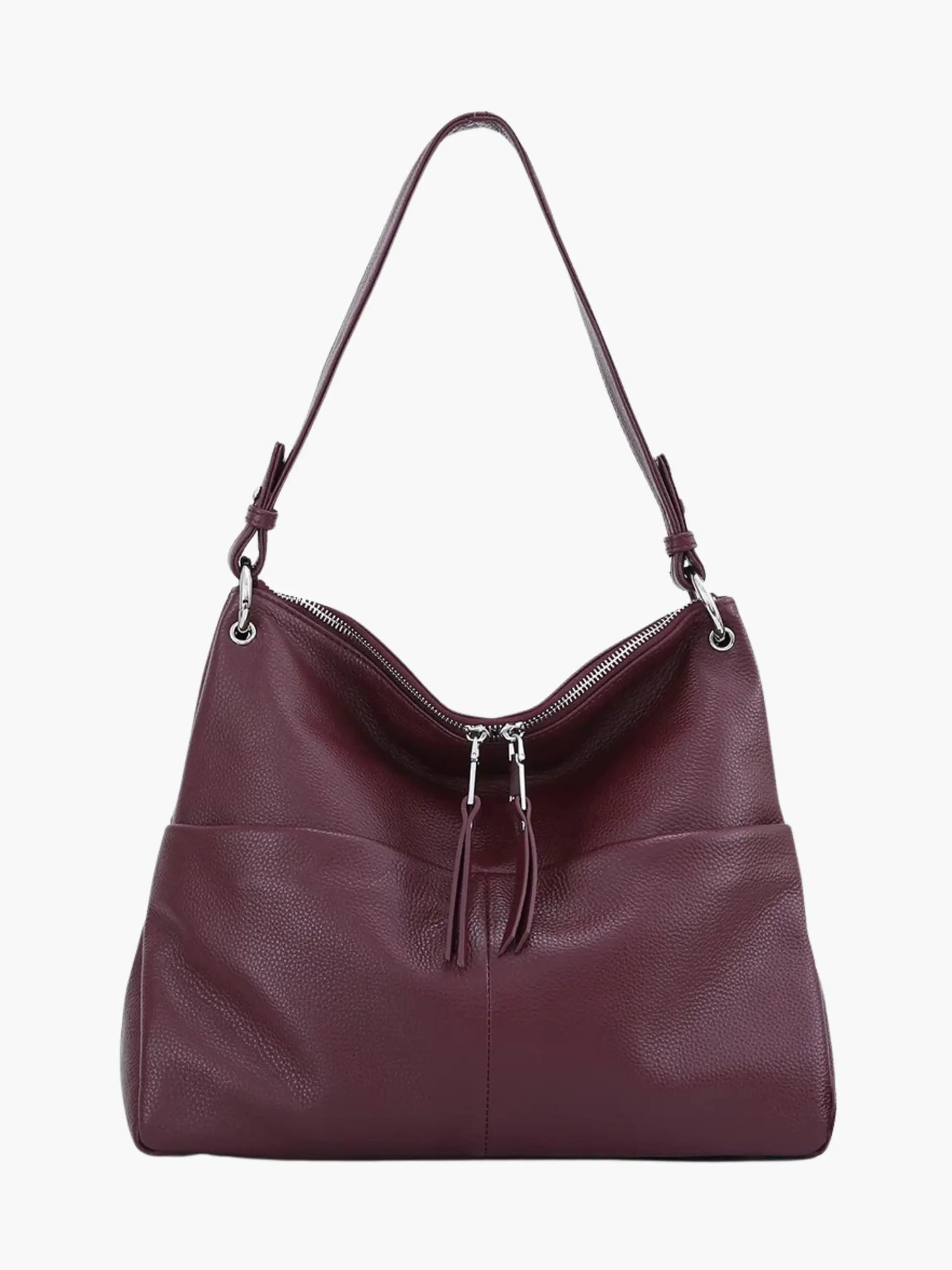 Hannelore| Hobo-tas van zacht leer met ritsluiting