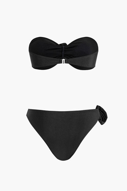 Jade Bandeau-Bikini | 3D Bloemdetail, Hooggesneden Broek