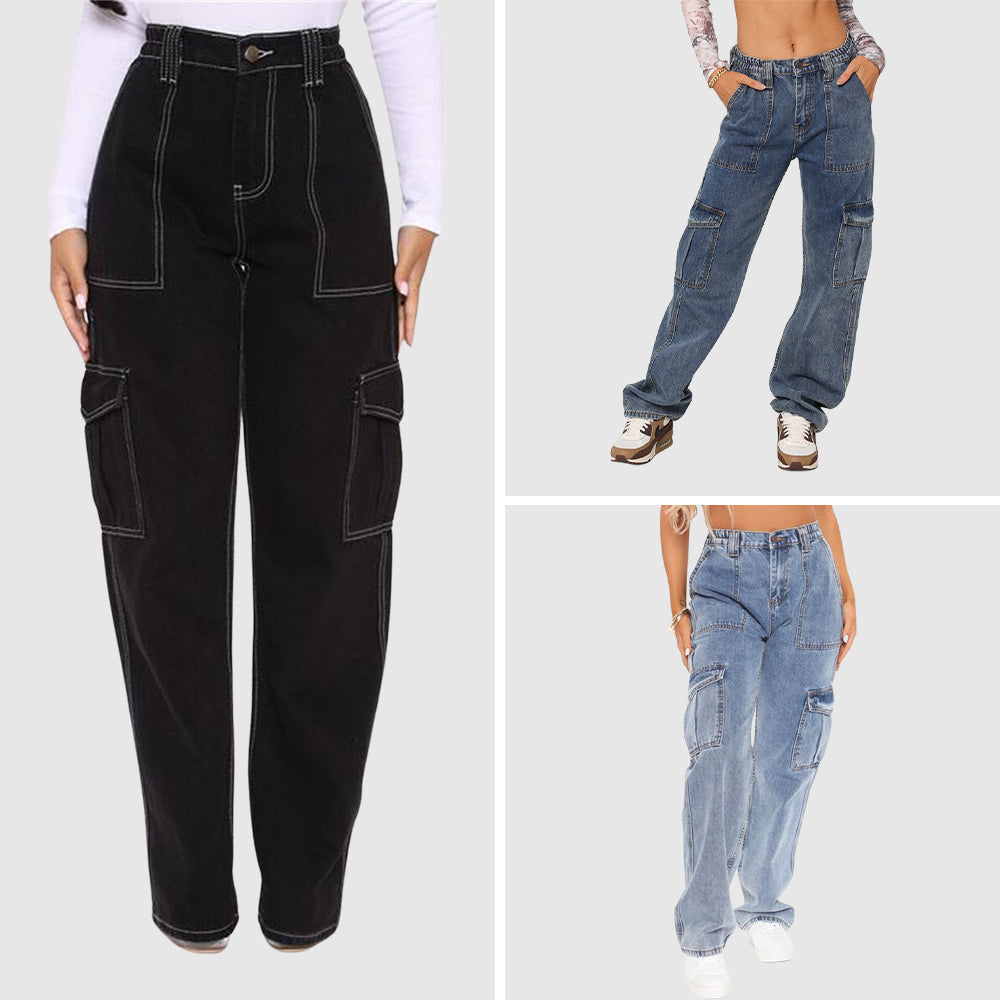 Jeans Elastische Taille Cargobroek