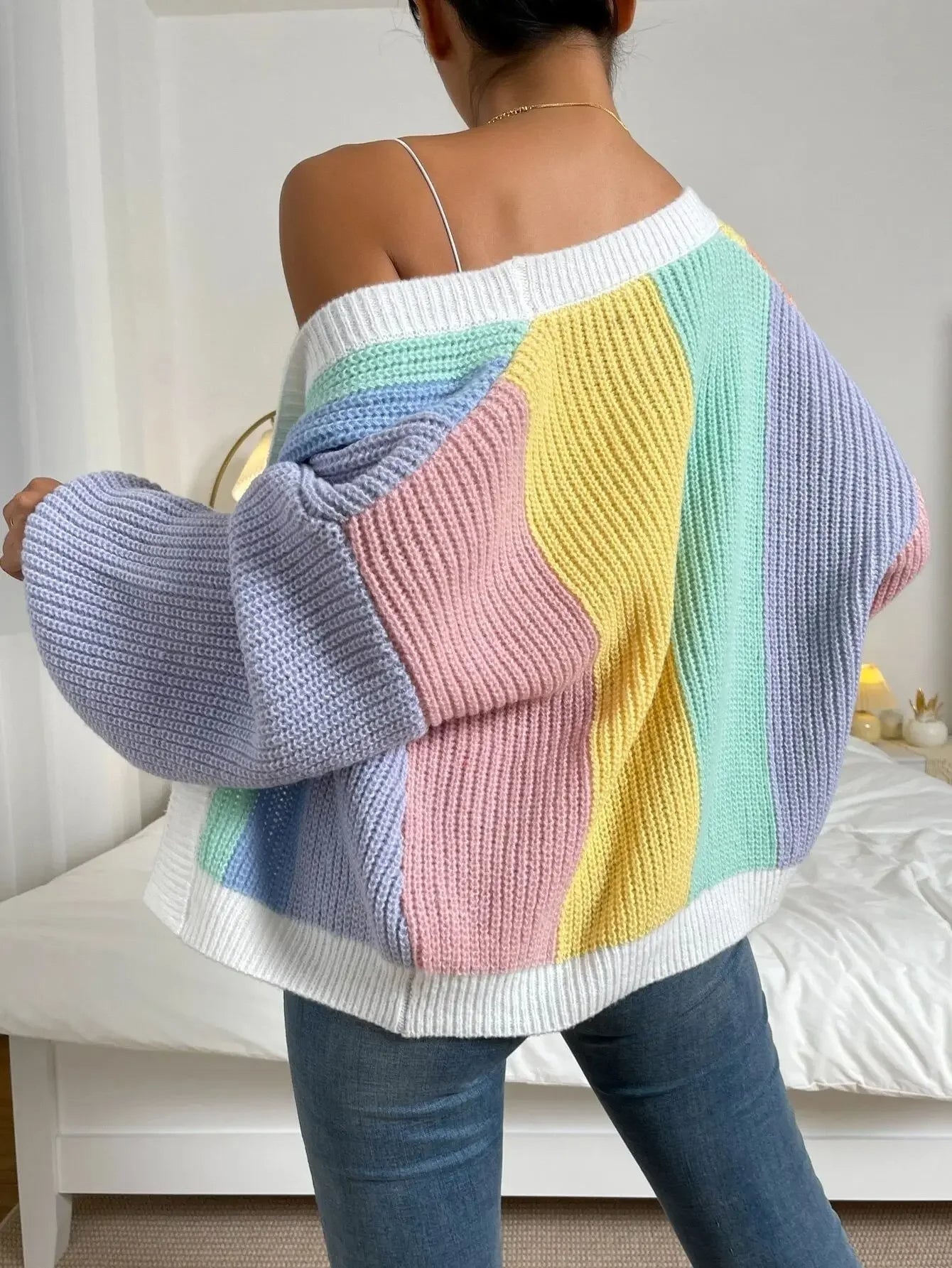 Kleurrijk dames vest met colourblock design – Mirelle
