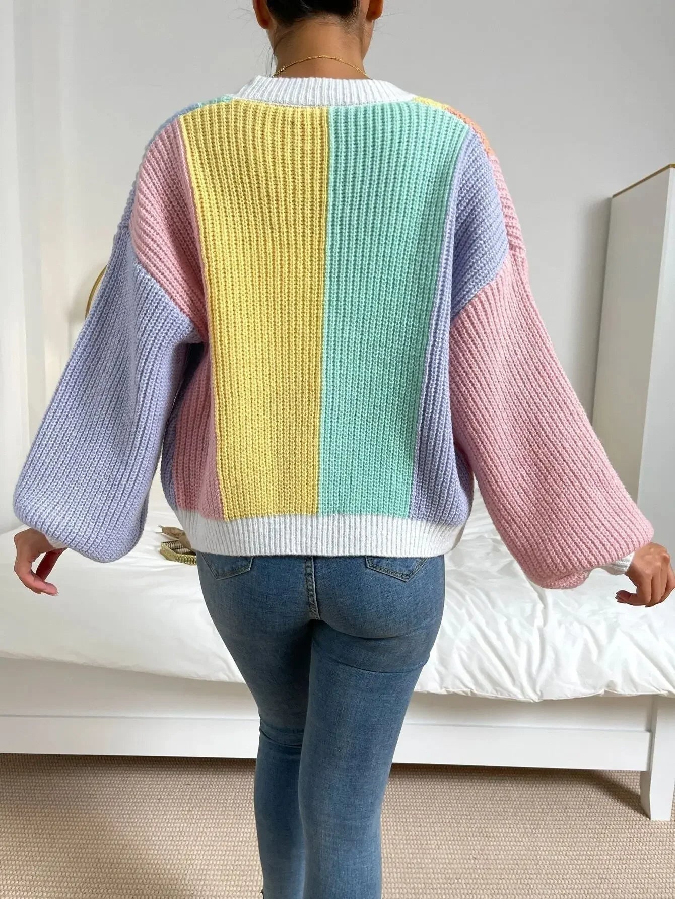 Kleurrijk dames vest met colourblock design – Mirelle