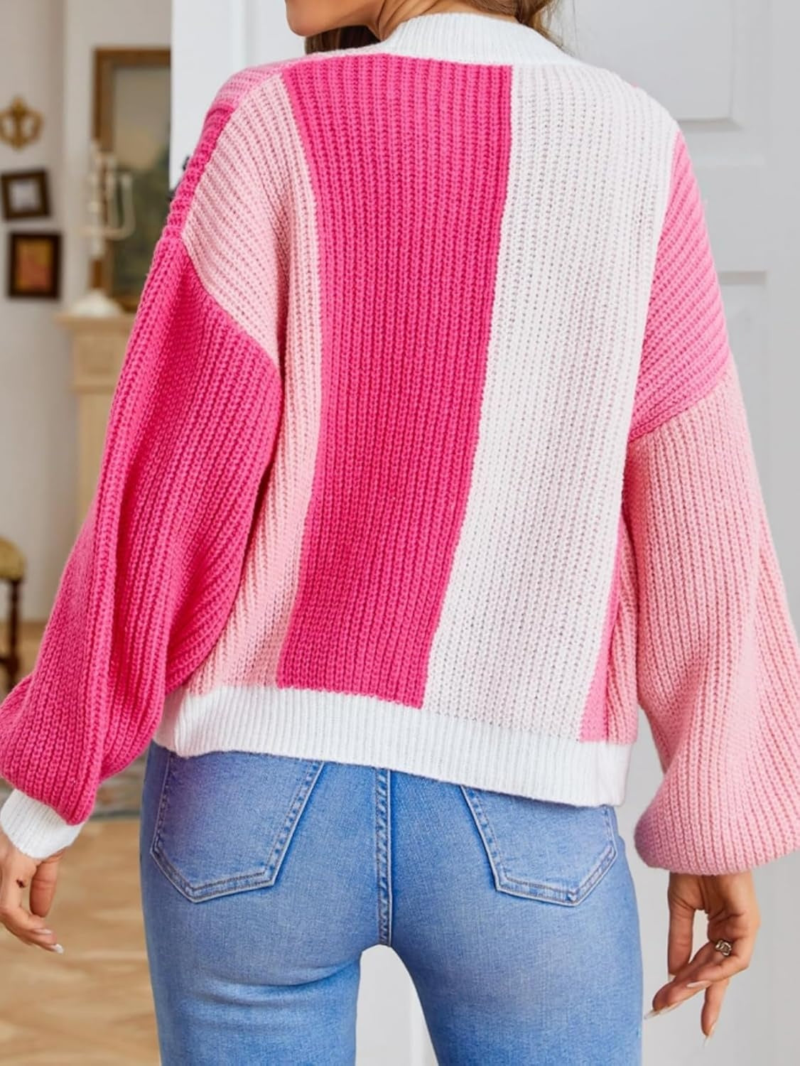Kleurrijk dames vest met colourblock design – Mirelle