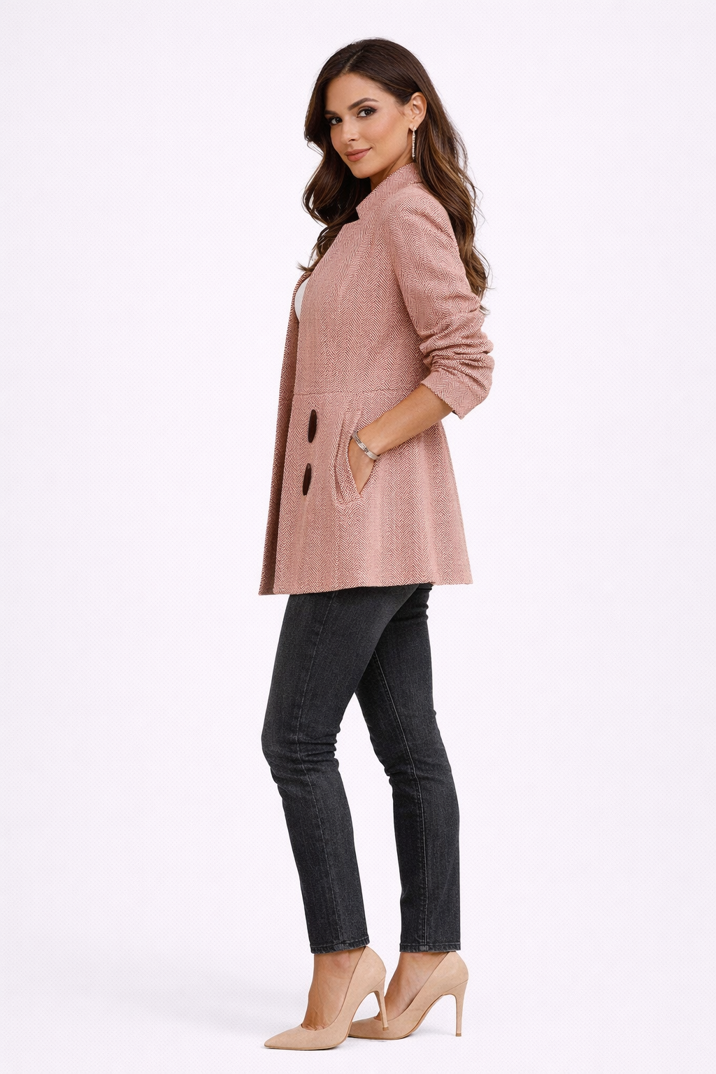 Lada Elegante Getailleerde Lange Blazer
