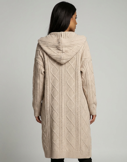 Lang stijlvol dames vest met capuchon