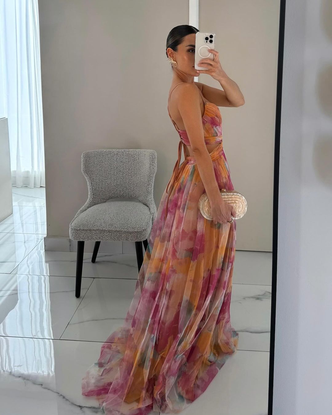 Lange Maxi Jurk met Bloemenprint en Verstelbare Rug voor Zomer