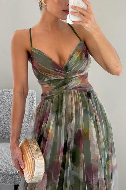 Lange Maxi Jurk met Bloemenprint en Verstelbare Rug voor Zomer
