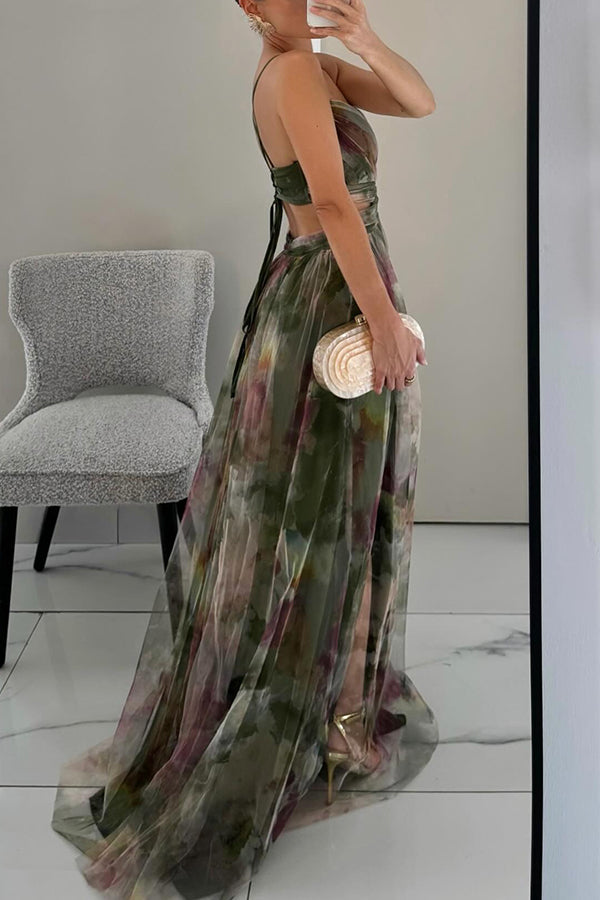 Lange Maxi Jurk met Bloemenprint en Verstelbare Rug voor Zomer