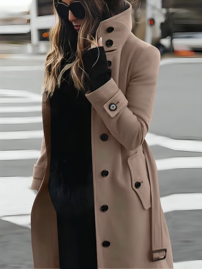Lange dames trenchcoat met ceintuur - Sandra