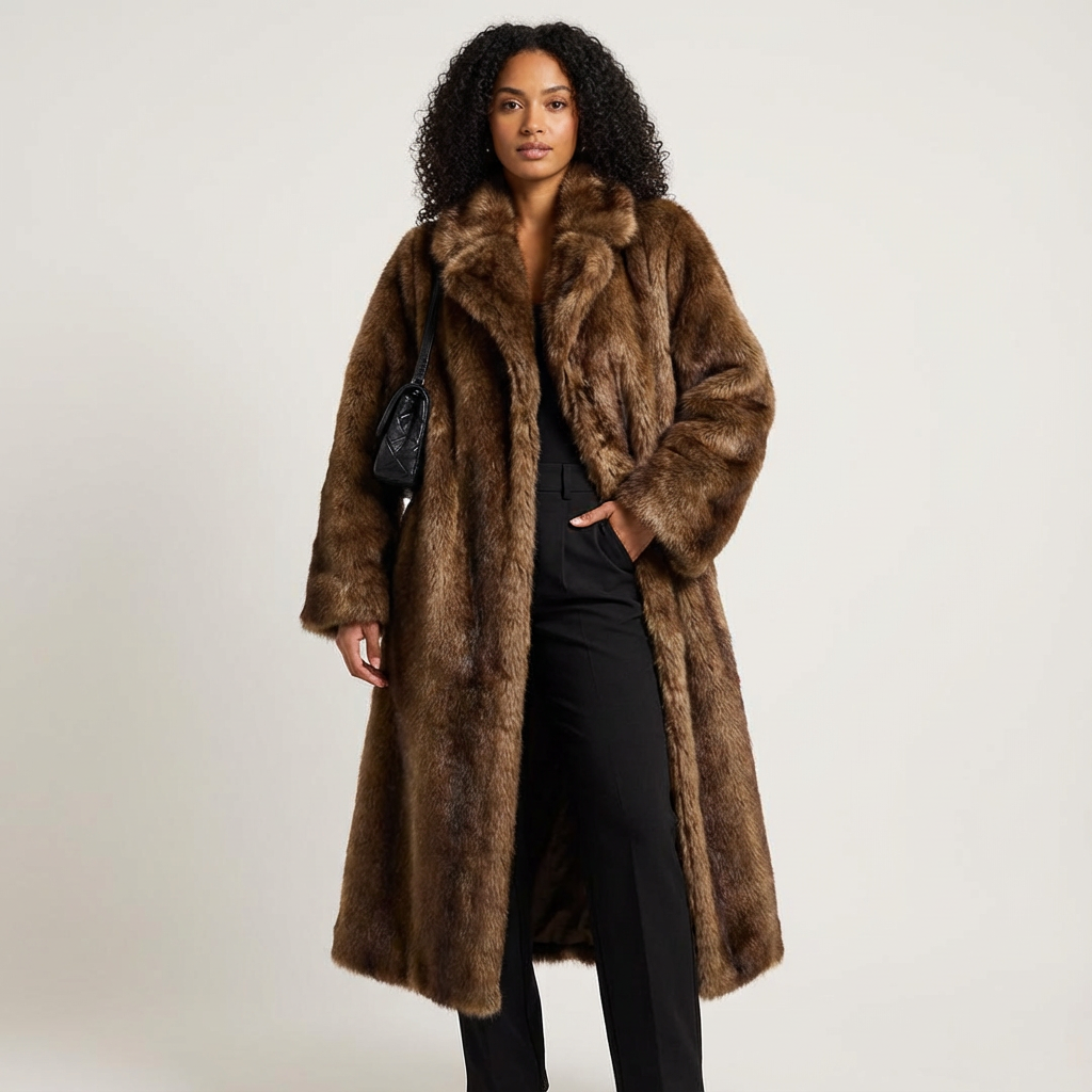 Lange faux fur damesjas met luxe uitstraling