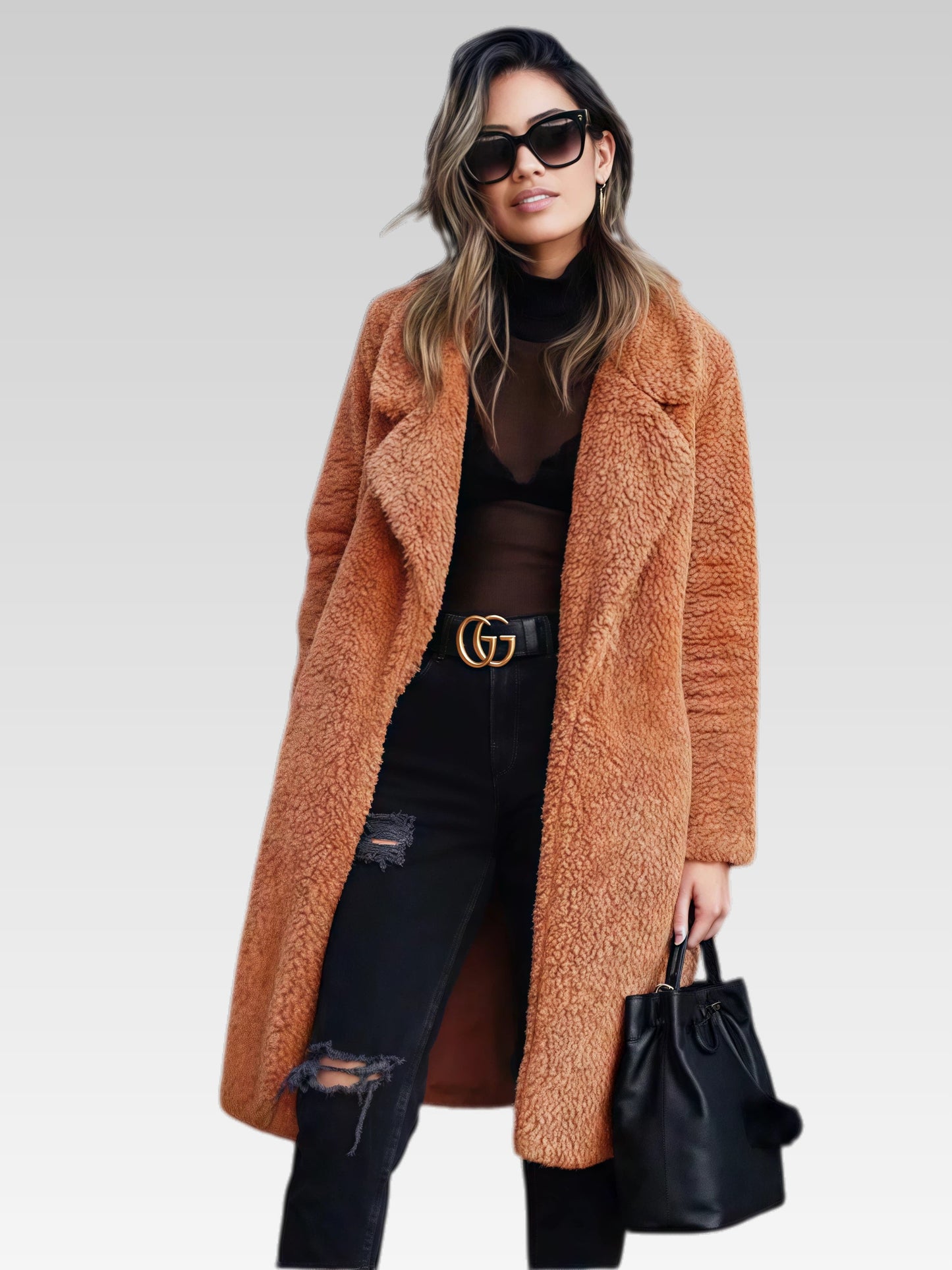 Lange teddy jas voor dames – warm teddy fleece winterjas